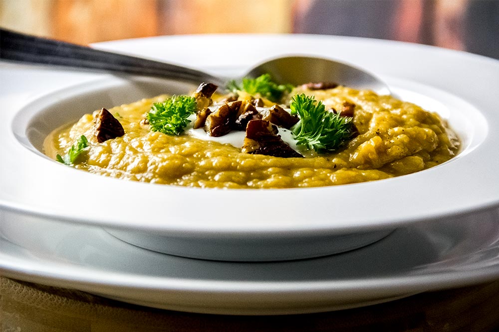Sweet Potato Soup with Yogurt & Toasted Pecans Recipe
