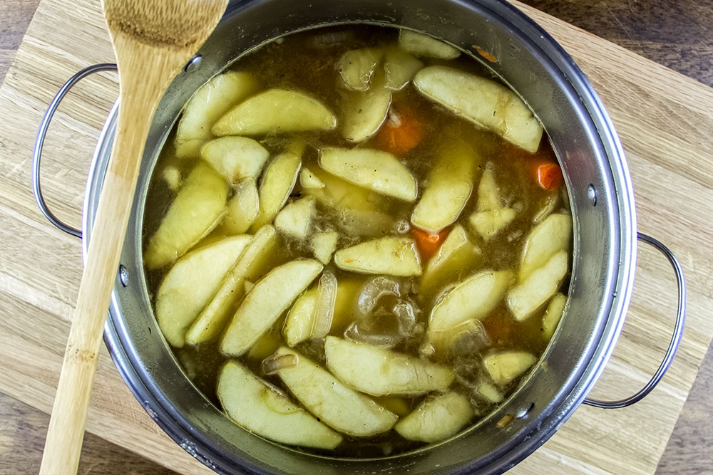 Adding Broth to Carrot Soup