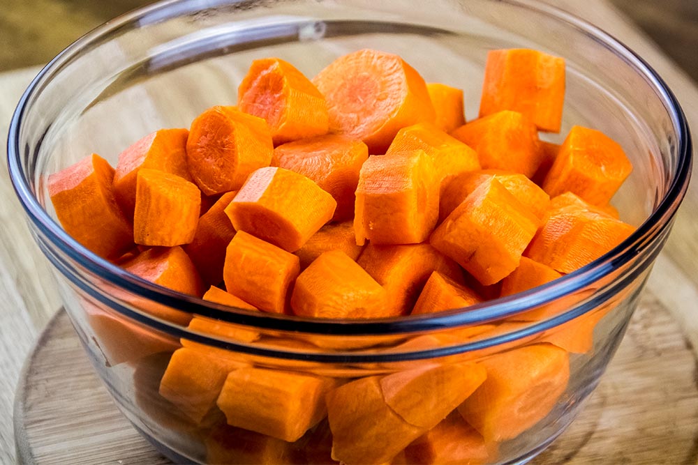 Peeled and Cut Carrot Pieces