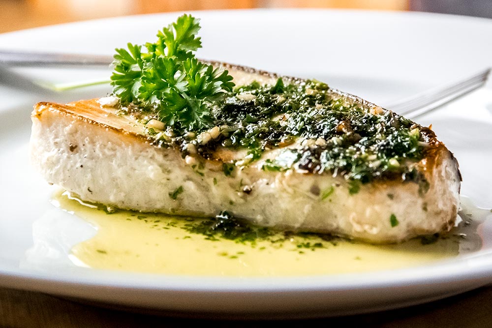 Pan-Roasted Swordfish with Garlic & Pepper Butter Sauce Recipe