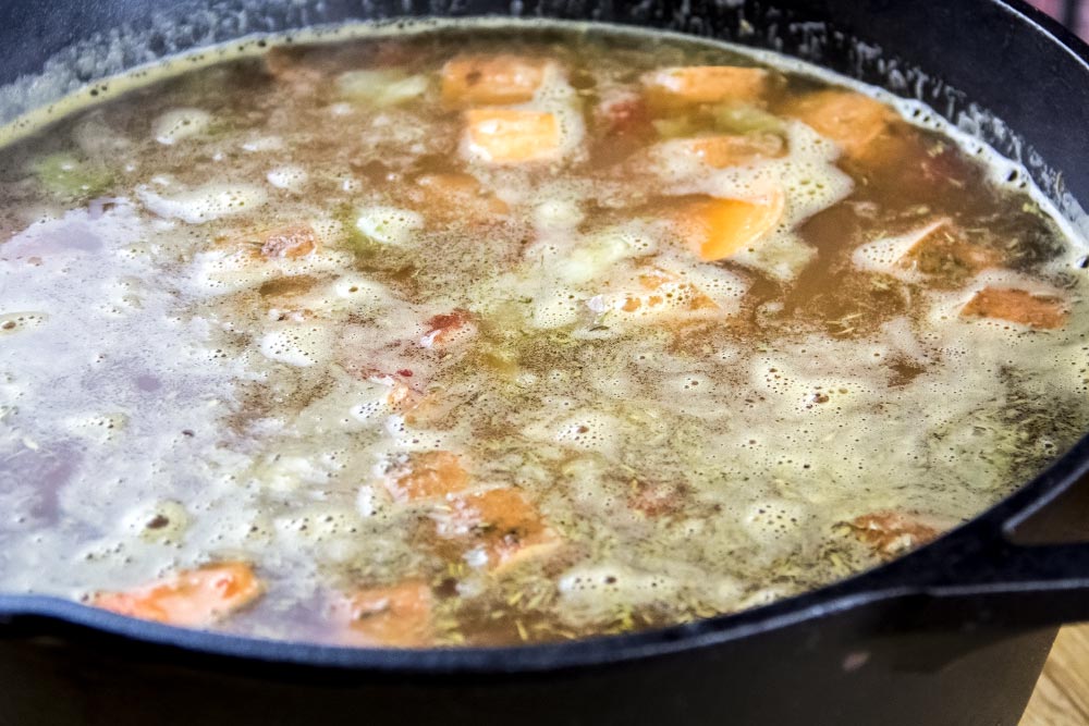 Uncooked Stew in Dutch Oven