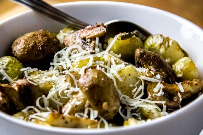 Bacon Brussels Sprouts & Mushrooms with Ranch Dressing Recipe