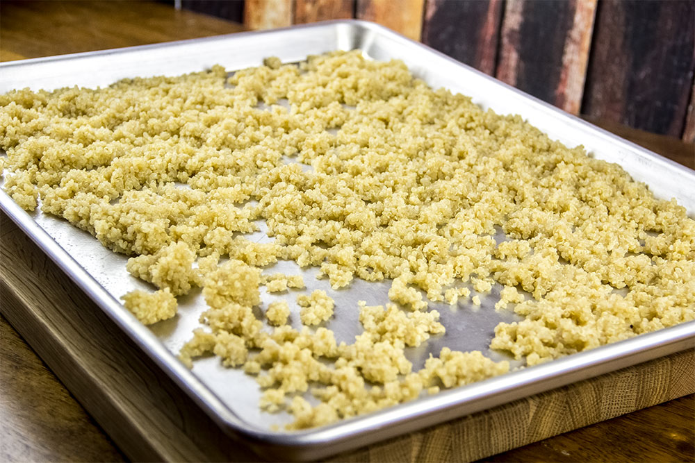 Quinoa Cooling on Baking Sheet