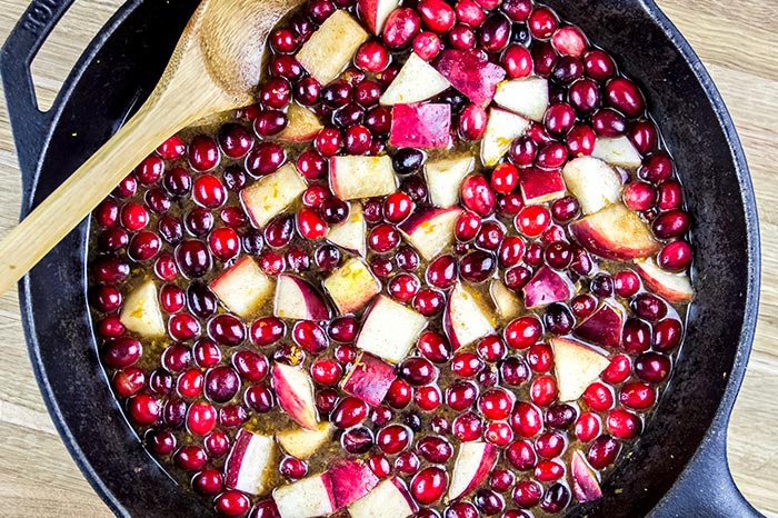 Adding Liquid to Cranberry Chutney Ingredients