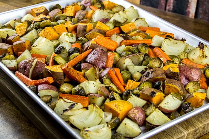 Roasted Vegetables on Baking Sheet