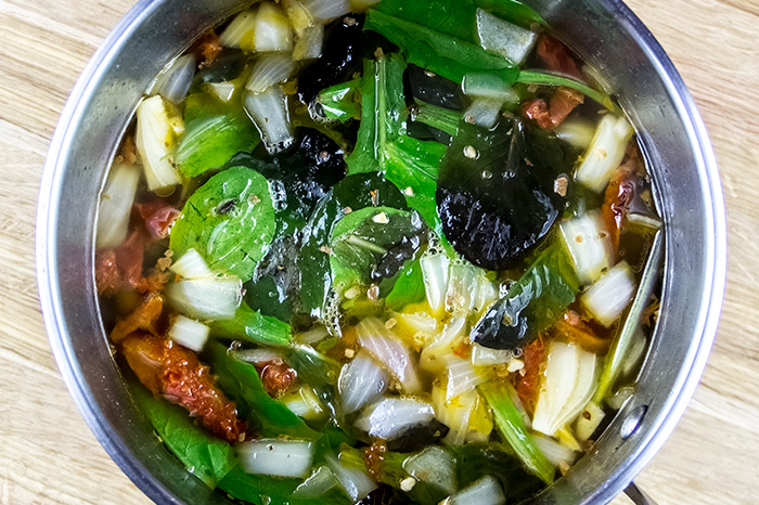 Adding Baby Greens to Soup