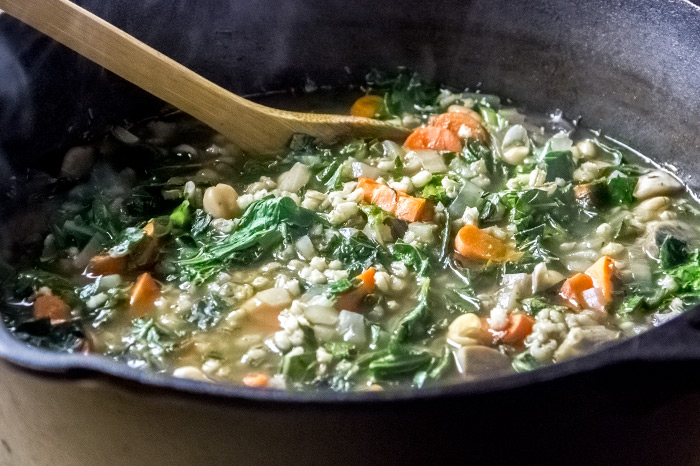 Barley Soup with Collard Greens