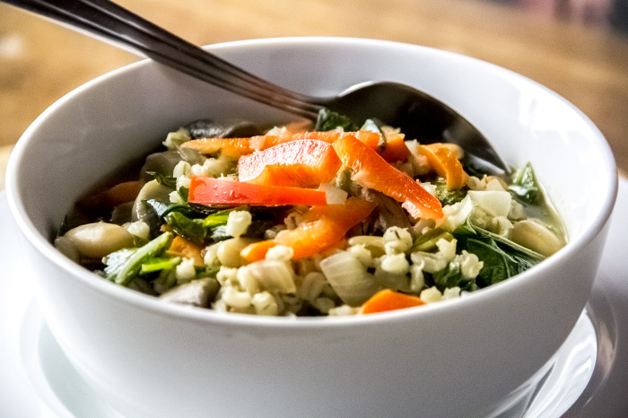 White Bean & Barley Soup with Collard Greens Recipe
