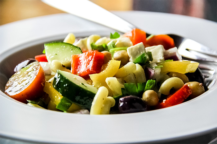 Chickpea Pasta Salad with a Dijon Maple Syrup Vinaigrette Recipe