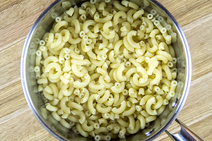 Cooked Elbow Pasta in Saucepan