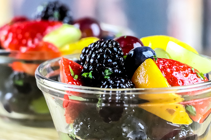 Strawberries, Blueberries & Peaches in Sparkling Wine Dessert Recipe