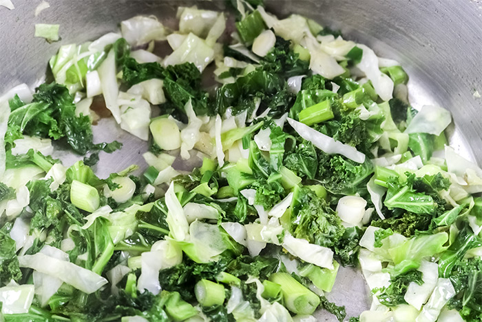 Cooking Greens in a Large Pot