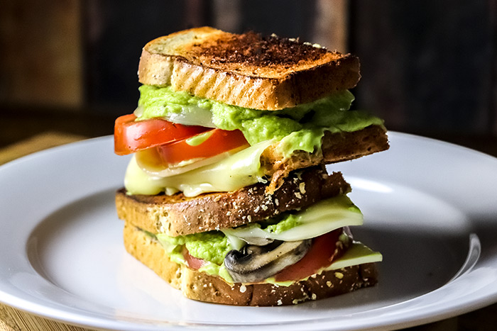 Avocado, Tomato & Mushroom Grilled Cheese Sandwich Recipe