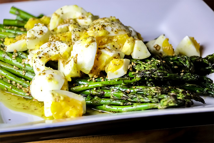 Asparagus with Egg Salad & Toasted Sesame Vinaigrette Recipe
