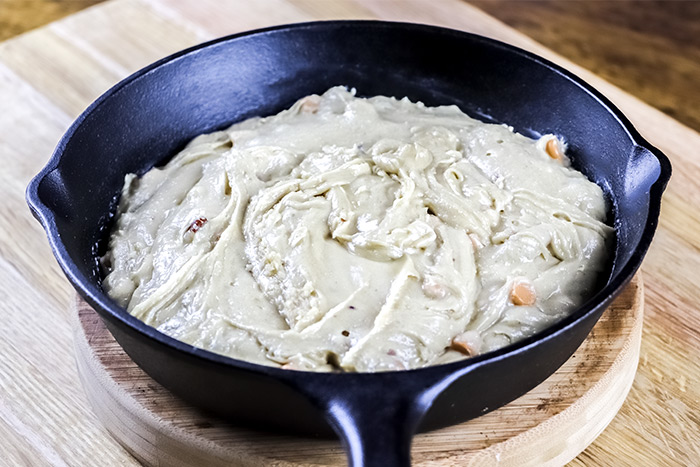 Cake Batter in Cast Iron Skillet