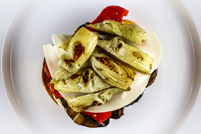Open Portobello & Artichoke Sandwich