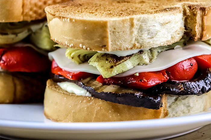 Portobello with Roasted Peppers & Artichoke Sandwich Recipe