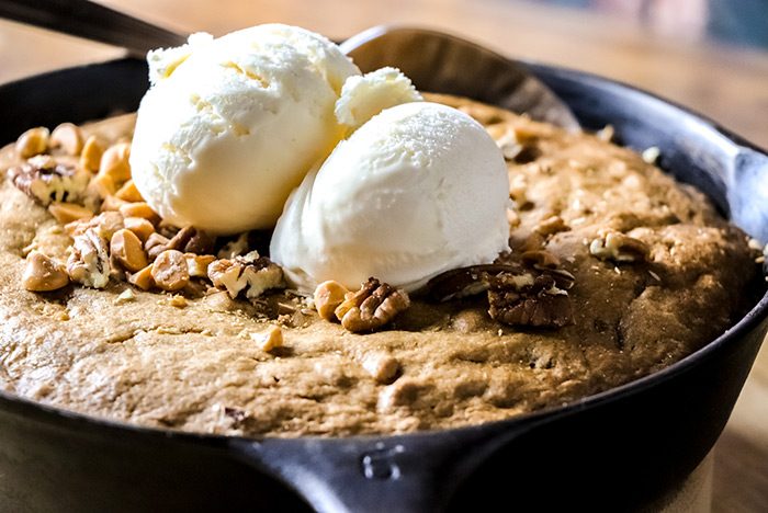 Bourbon, Butterscotch & Pecan Skillet Cookie Recipe