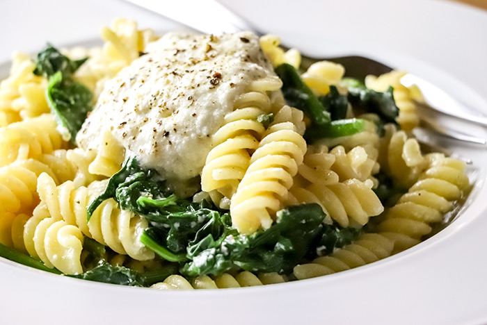 Fusilli Pasta with Ricotta, Lemon & Spinach Recipe