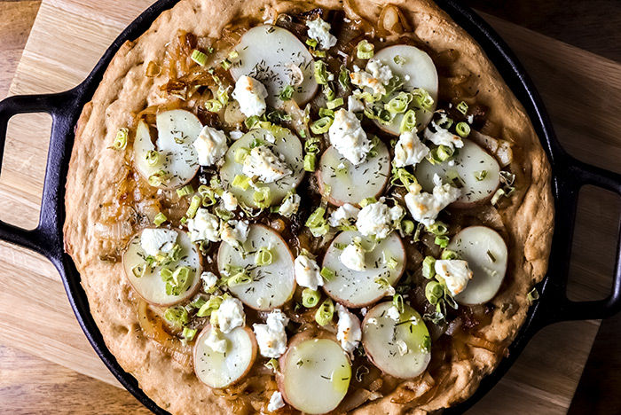 Onion, Goat Cheese & Potato Pizza