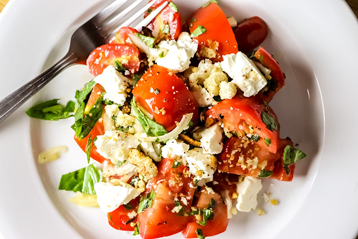 Salad with Tomatoes, Basil & Feta Cheese