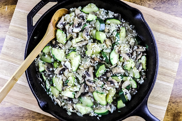 Adding Arborio Rice to Skillet