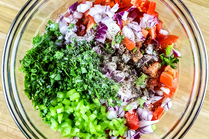 Tomato Salsa Ingredients in Bowl