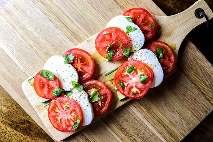Sliced Tomatoes, Mozzarella & Zucchini