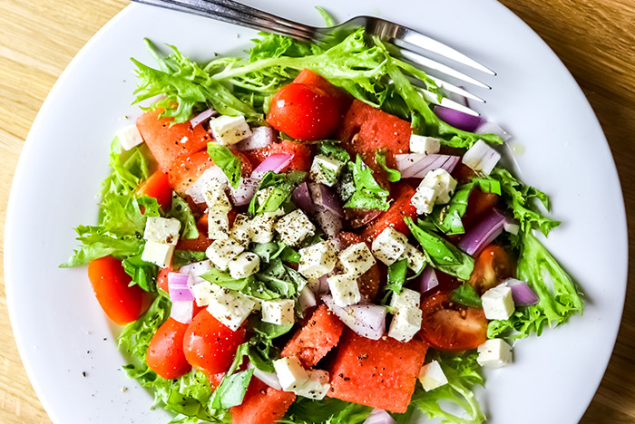 Watermelon, Tomato & Feta Cheese Salad Recipe