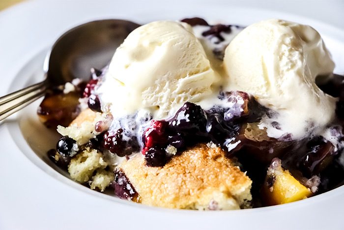 Blueberry, Peach & Blackberry Cobbler Recipe