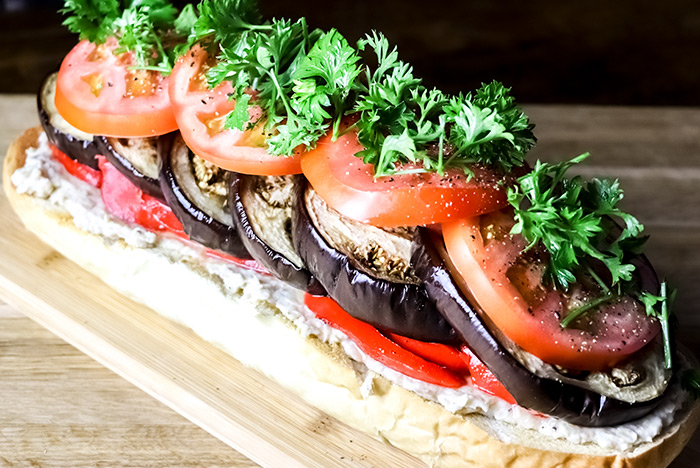 Tomato Slices & Parsley on Sandwich