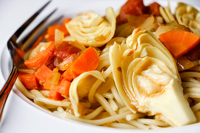 Spaghetti with Artichokes in Sauce Recipe