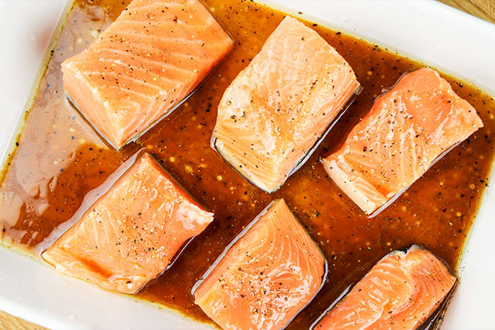 Salmon Fillet Pieces in Marinade