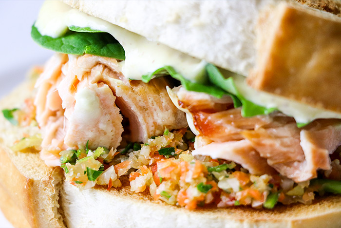 Salmon Sandwich on Italian Bread