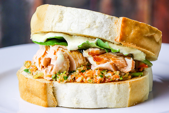 Pan-Fried Salmon Sandwich with Giardiniera Recipe