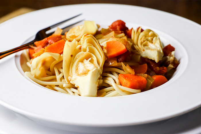 Spaghetti, Artichokes & Vegetables
