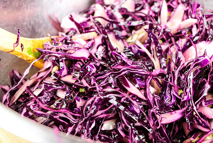 Combined Slaw Ingredients in Large Bowl