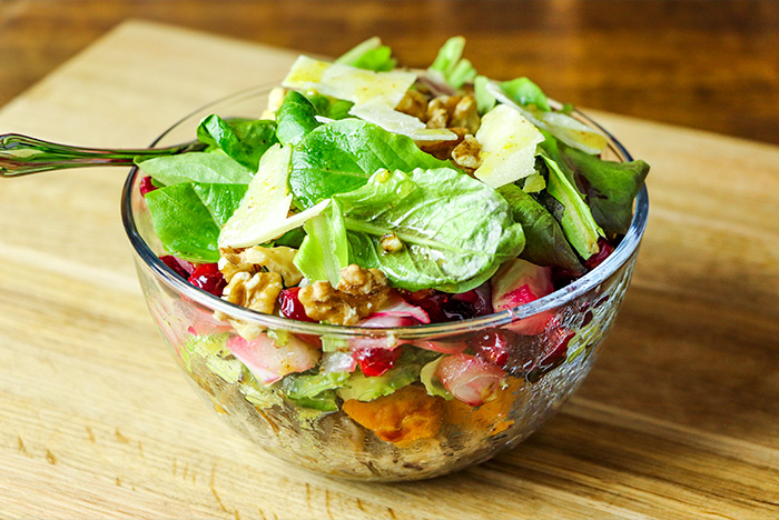 Baby Greens, Cranberries & Potatoes Salad
