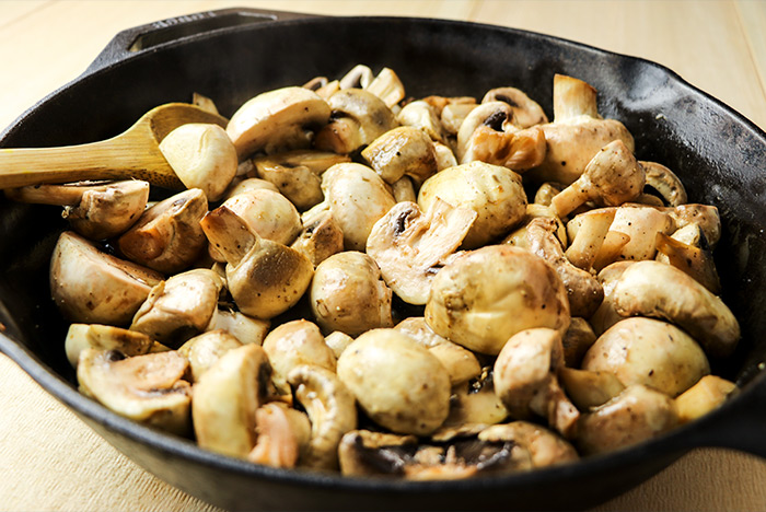 Mushrooms in Cast Iron Skillet