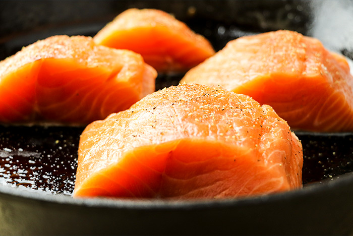 Salmon Fillets in Cast Iron Skillet