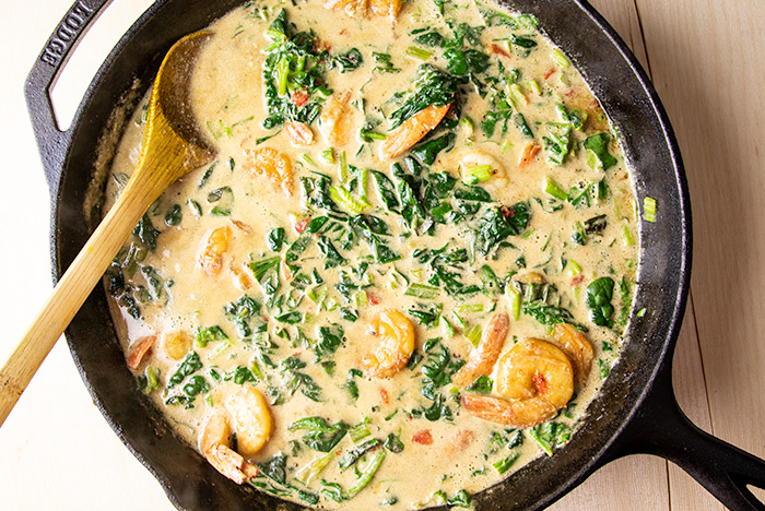 Shrimp & Spinach Coconut Sauce