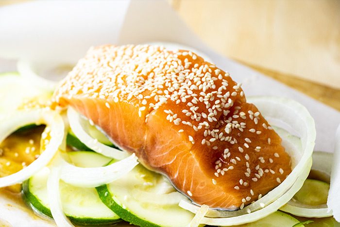 Baked Honey & Ginger Salmon with Zucchini Recipe