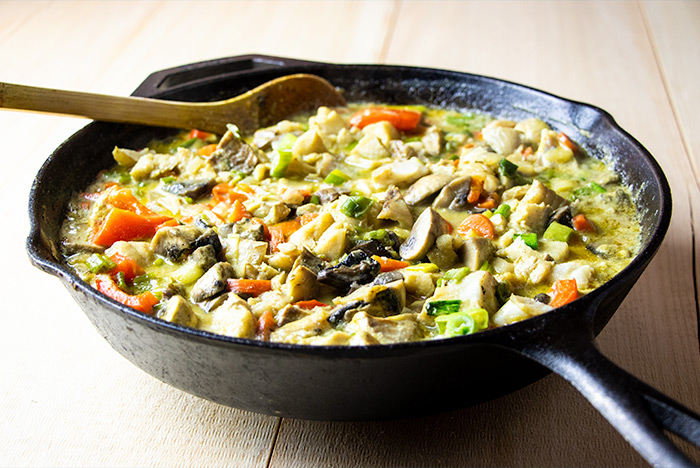 Fish Curry in Lodge Cast Iron Skillet