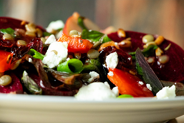 Beet Salad with Goat Cheese & Scallions