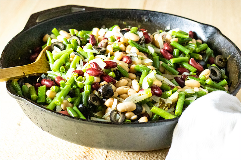 Bean Salad in Cast Iron Skillet