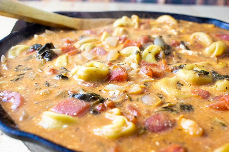 Creamy Tortellini in Cast Iron Skillet