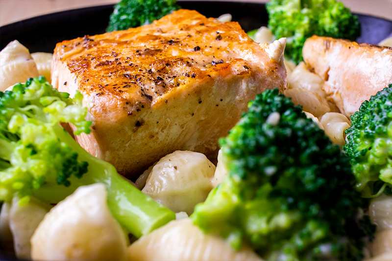 Fried Salmon with Broccoli