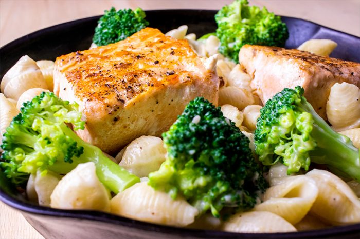 Skillet Salmon with Pasta & Broccoli