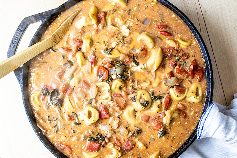 Tortellini Dinner with Shrimp & Spinach