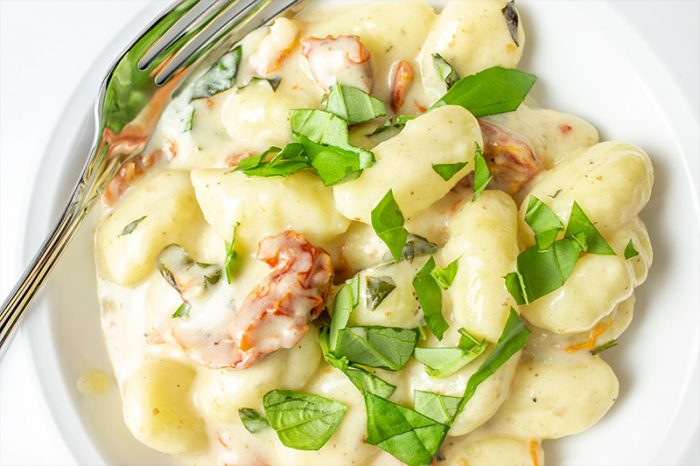Fresh Basil Gnocchi with Sun-Dried Tomatoes & Parmesan Cheese